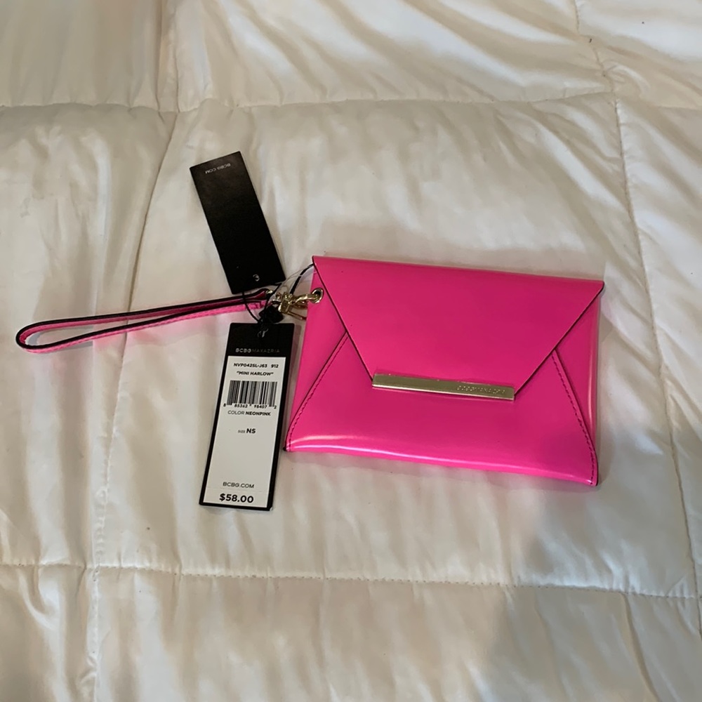 BCBGMaxazria wristlet neon pink